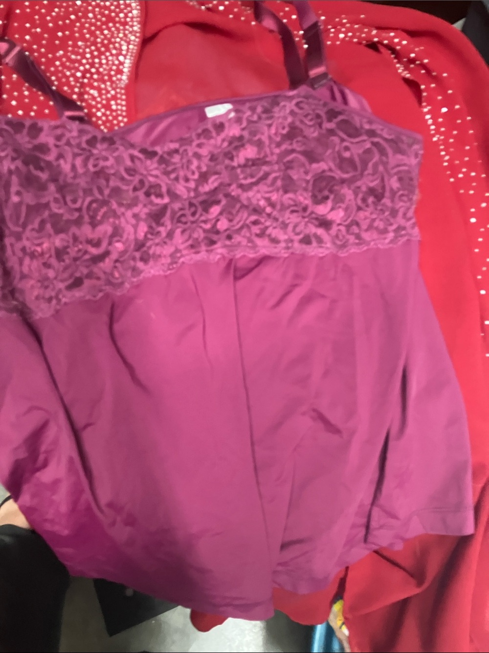 Lace-Trim Plum Camisole Tank Top